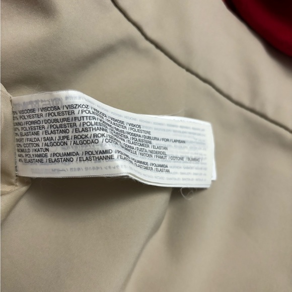 MNG Suit Women Red & Beige Dress Large Size 8 side zipper closure lined Mango - Picture 11 of 11